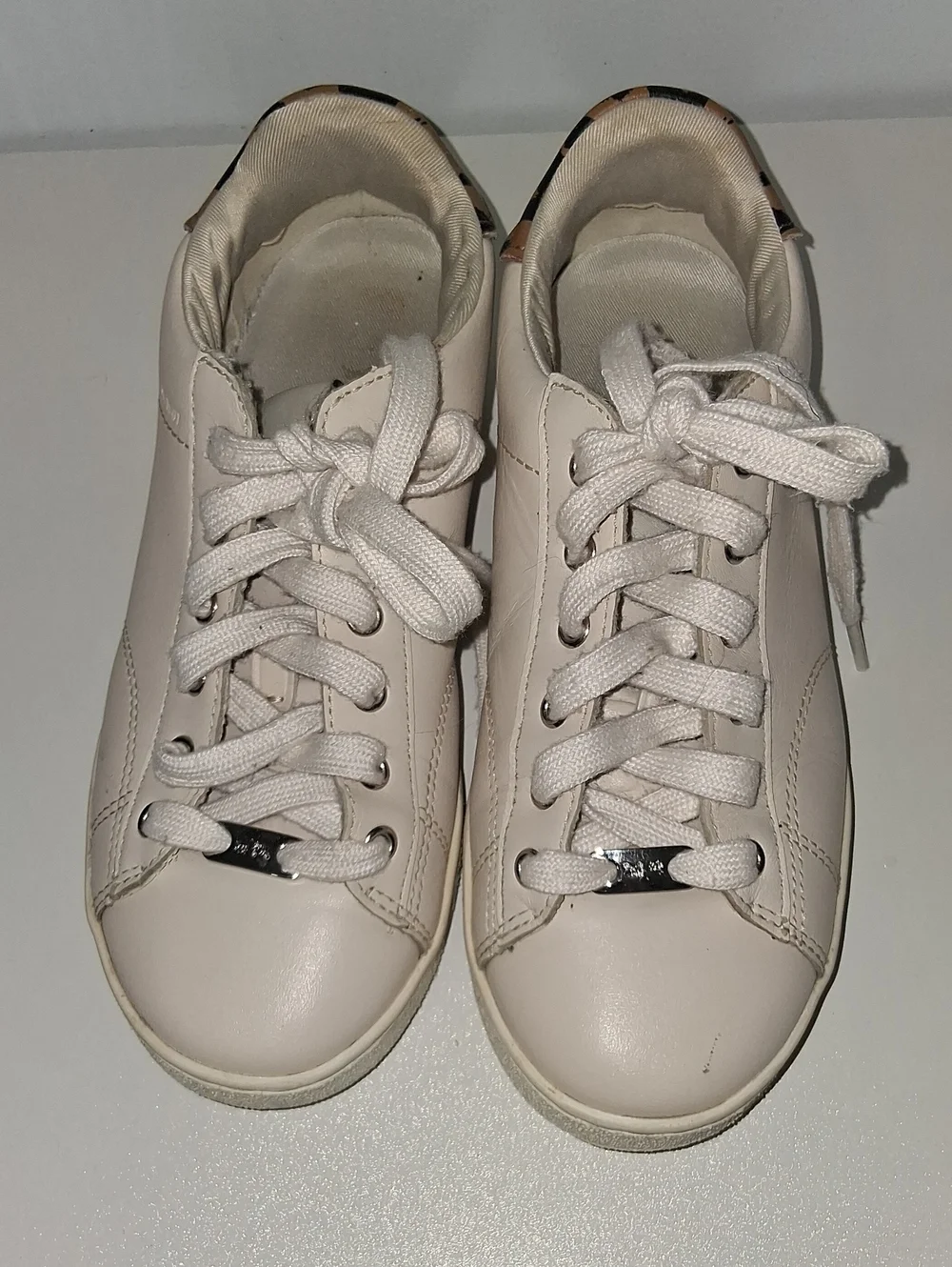 Coach Cream White Lace-Up Leather Sneakers